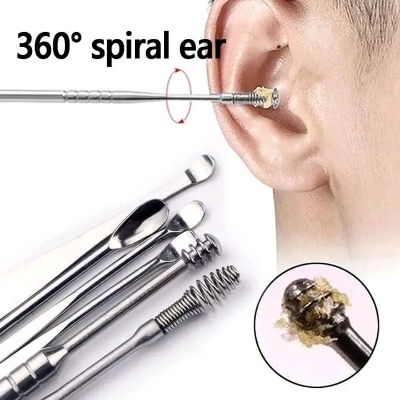 Picture of 6 pieces Ear Pick Set - Portable Stainless Steel with Leather Case-Black