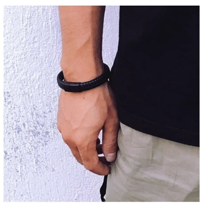 Picture of New style Men Cuban Link Chain Bracelet Shiny Rhinestone Inlaid Bangle Jewelry china orginal ss steel braceleyt new update best-leather,21 CM