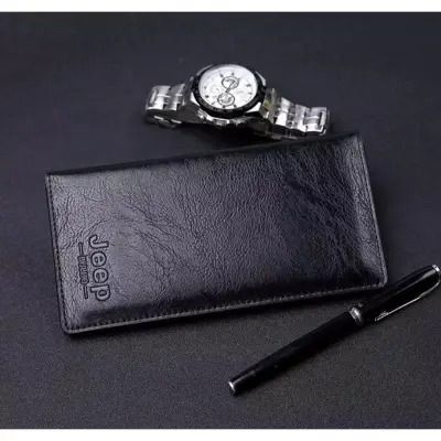 Picture of Je-ep full mad black  Artificial Leather Long Wallet for Men and money bag for smart boys-Black