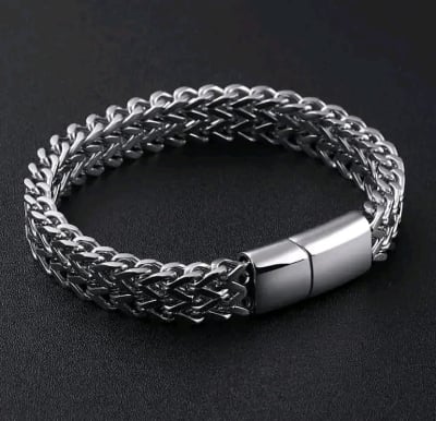 Picture of New style Men Cuban Link Chain Bracelet Shiny Rhinestone Inlaid Bangle Jewelry update on soha shop-Red,17 CM