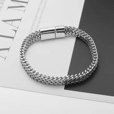Picture of vairal ss steel New style Men Cuban Link Chain Bracelet Shiny Rhinestone Inlaid Bangle JewelrAyatul Kursi Cuff Bangles For Women Men Stainless Steel Simple Carve Bangle Messager Islam Muslim Arabic Style Jewelry Gift WANNA-black  mercitis,Black