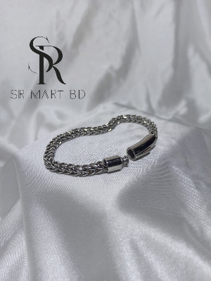 Picture of Double Curb Chain Bracelets For Men Stainless Steel Punk Rock Biker Antique Cubic Chain Male-Silver