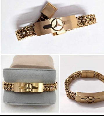 Picture of Bracelets  vairal  bracelet Double Curb Chain Bracelets For Men Stainless Steel Punk Rock Biker Antique Cubic Chain Male Pulseira Jewelry-gold mercitis