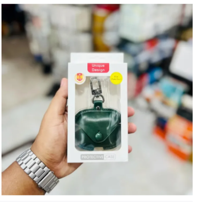 Picture of vairal daraz choice  Airpodss Pro 2nd Generation PU Leather Shockproof with Loss Prevention Clip Case Premium Protective Carrying Cover-Green