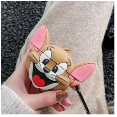 Picture of tom and jerry Red SILICONE (Only Cover) For Apple Airpods Pro and pro 2nd Gen Premium Earbuds Protective Cover (Headphone not included) joyroom T03s Pro Headphone not included-jerry
