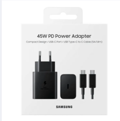 Picture of Official Samsung 45W PD Fast Charging Adapter /Charger Type-C to Type-C with Cable best charger-balck low
