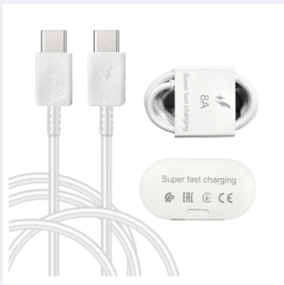 Picture of real cable best Samsung (8A) Cable Type C Original P​d USB C Super Fast Charging (8A) only cable-White