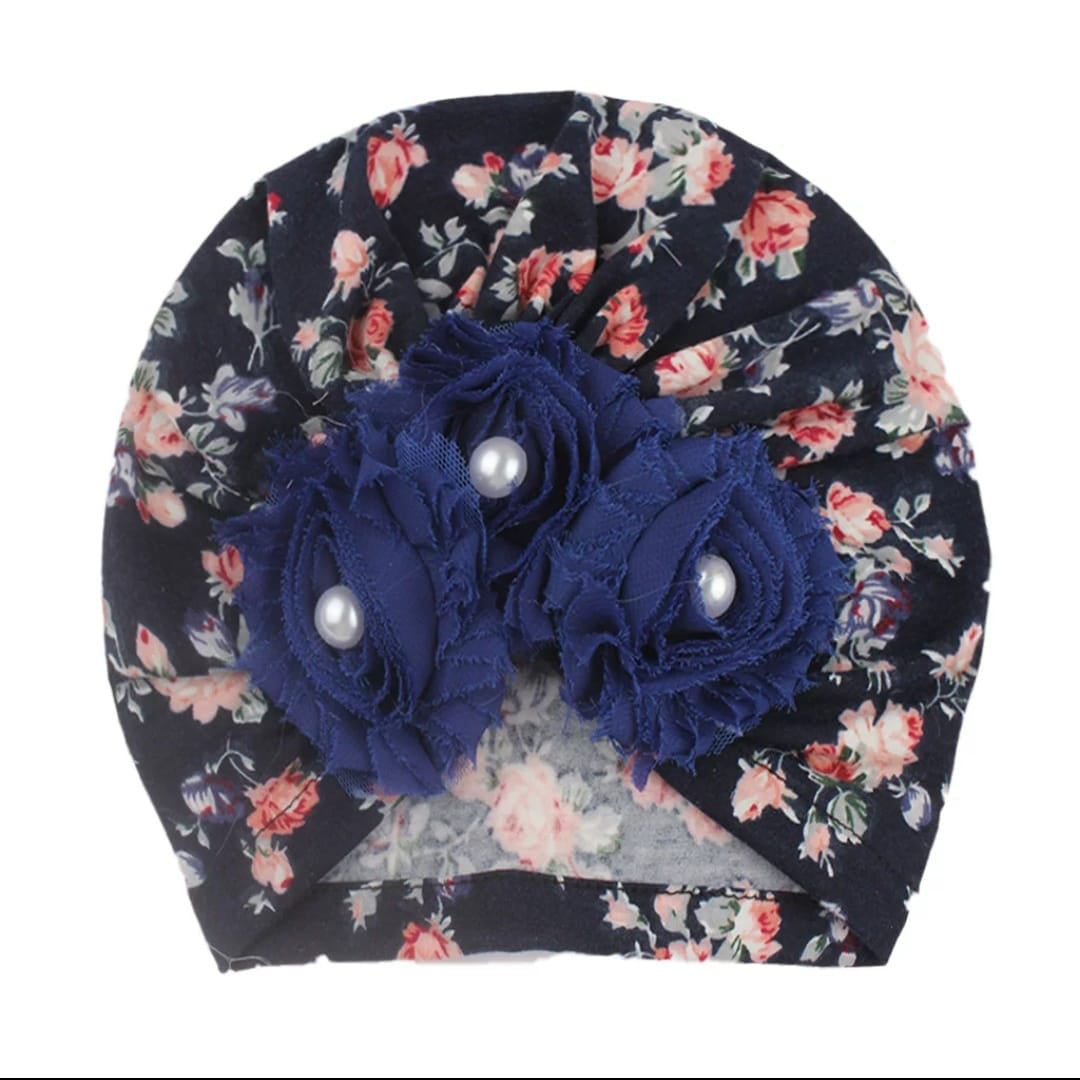 Picture of Solid Color Flower Baby Turban Cap