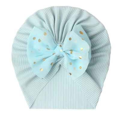 Picture of Solid Color Flower Baby Turban Cap