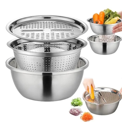 Picture of Stainless Steel Vegetable Slicer Grater 3in1 stainless steel 26cm