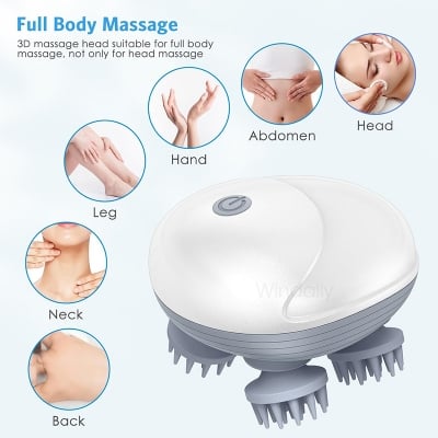 Picture of Electric Scalp Head Massager Red Light Therapy Antistress Relax Body Massage Remove Muscle Tension Tiredness