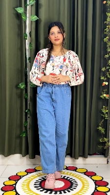 Picture of Effortless Style Denim Jeans Palazzo for your everyday comfort.