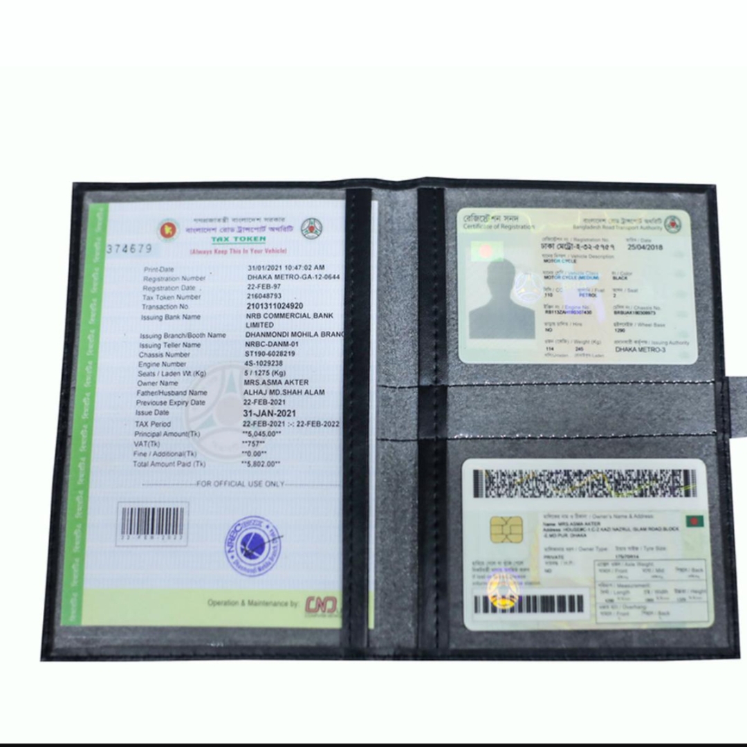 Picture of Keep Car Paper Safe, Use License Pouch Bag! Car + Bike Documents Holder