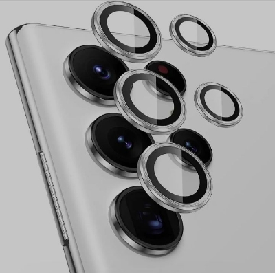 Picture of Samsung S23 Ultra Camera Lens Protector, Keep Lens Original Design, 9H Tempered Glass Metal Ring Camera Cover Screen Protector Case Friendly Night Shot Mode HD Clear