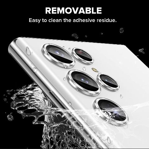 Picture of Samsung S23 Ultra Camera Lens Protector, Keep Lens Original Design, 9H Tempered Glass Metal Ring Camera Cover Screen Protector Case Friendly Night Shot Mode HD Clear