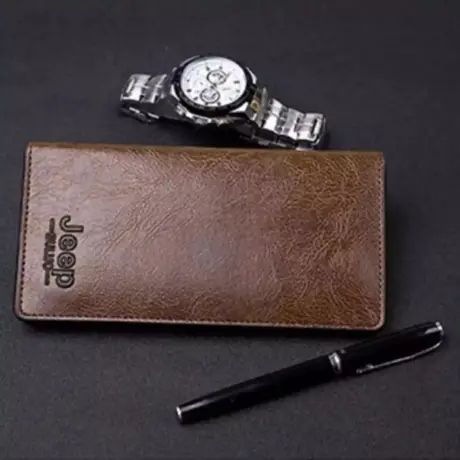 Picture of Jeep Chocolate Artificial Leather Long Wallet for Men