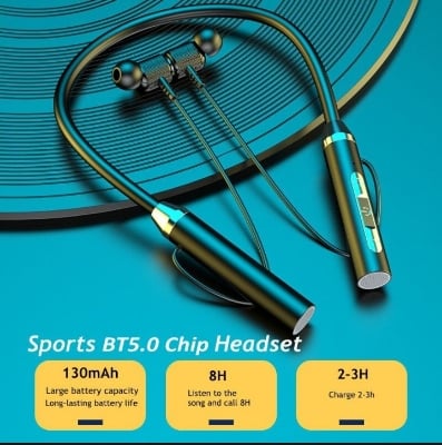 Picture of Wireless Headphones Bluetooth 5.0 Neckband Earphones Silicone Hifi 9D Stereo Sports Headset Halter Waterproof Magnetic Earbuds