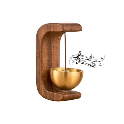 Picture of Doorbell with Brass Bell, Japanese Style Musical Door Chime, Wood and Brass