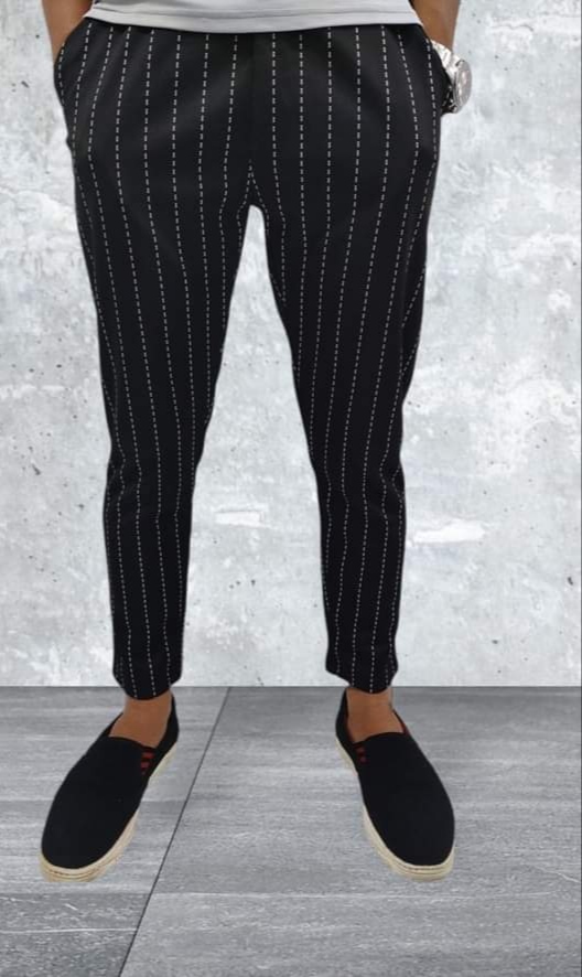 Picture of Men Harem Pants Striped Drawstring Elastic Waist Slim Fit Streetwear Spring Autumn Stretch Ankle Tied Pencil Pants for Daily
