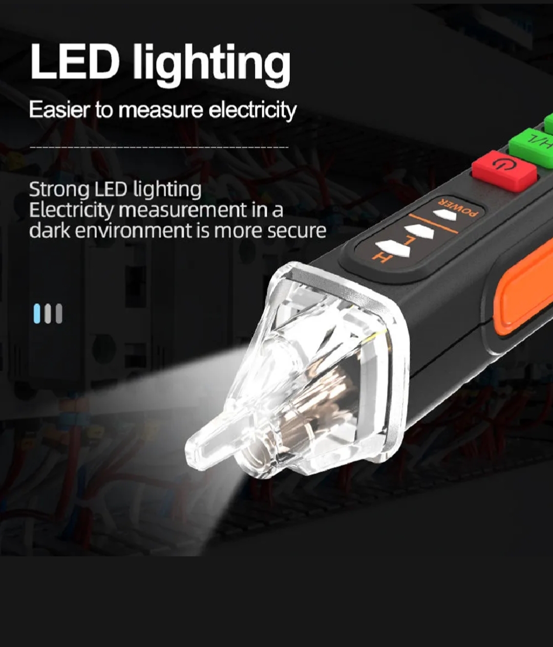 Picture of Non Contact Voltage Detector Circuit Tester Dual Range Voltage 12V-1000V Live Wire Electrical Tester with Alarm Flashlight