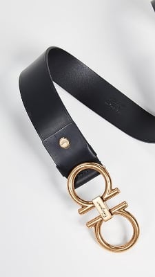 Picture of Salvatore Ferragamo Ferragamo Adjustable Gancini Belt In Black Calfskin Leather, New Black Leather Formal Belt For Men . - Black