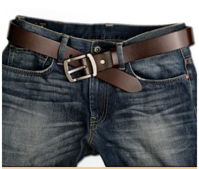 Picture of Leather belt for men top quality male casual pin bakle belt - Contains enduring appeal and value - Creative and unique design elements - Brown