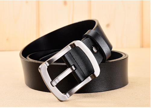 Picture of Leather belt for men top quality male casual pin bakle belt - Contains enduring appeal and value - Creative and unique design elements - Matte Black