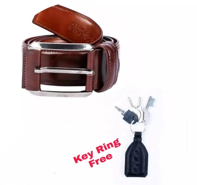 Picture of Chocolate Leather Formal Belt For Men(Key Ring FREE) - Brown