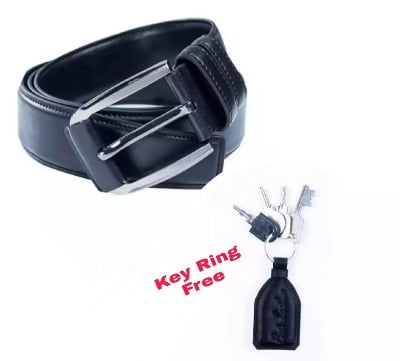 Picture of Black Leather Formal Belt For Artificial Leather new collection brown Belt For Men 2024 (Key Ring FREE) - Black