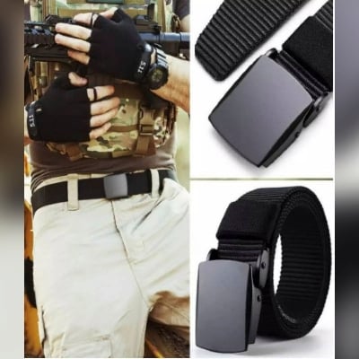 Picture of Canvas Hot Tactical Casual Belts Artificial Leather new collection brown Belt For Men 2024's Fashion Wild Korean Thicken Long Cloth Belts Male Knitted Waistband Ceintures Polyester - Belt For Artificial Leather new collection brown Belt For Men 2024 - Black