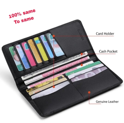 Picture of premium quality Leather Long wallet For Men - Black