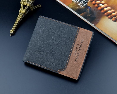 Picture of Canvas Men Wallet Black/Brown Card Holder Wallet Male Money Bag ID/photo/bank Holder Short Purse Credit Card Case Bag - Black