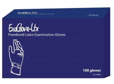 Picture of Examination Gloves Latex Powdered- Size - S - ExaGlove-Ltx- 100 Pcs Box- Surgical Hand Gloves