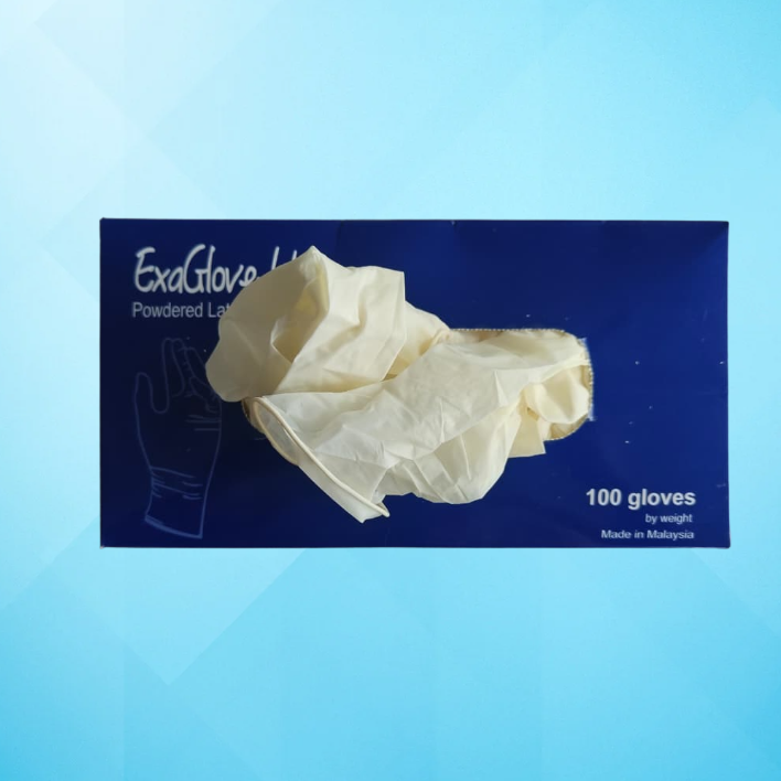 Picture of Examination Gloves Latex Powdered- Size - S - ExaGlove-Ltx- 100 Pcs Box- Surgical Hand Gloves