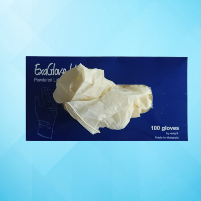 Picture of Examination Gloves Latex Powdered- Size - S - ExaGlove-Ltx- 100 Pcs Box- Surgical Hand Gloves