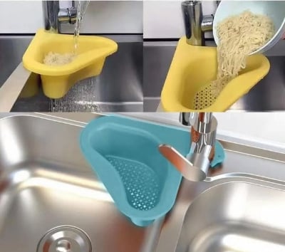 Picture of Kitchen Sink Strainer Leftover Drain Basket Soup Garbage Filter Multifunctional Hanging Fruit Vegetable Drainer Rack Gadgets - Multicolor