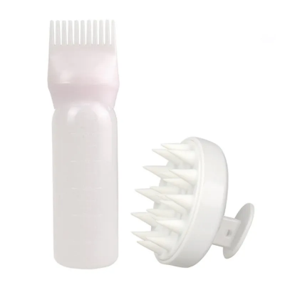 Picture of 2pcs/Set Silicone Hair Comb with Root Comb Applicator Bottle Set Hair Oil Applicator Shampoo Brush Tint Salon Hair Styling Tools - Multicolor