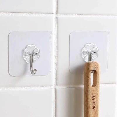Picture of 10 Pis Transparent Self Adhesive Bathroom kitchen Door Wall Hook Wall Hanger & Trend - Multicolor