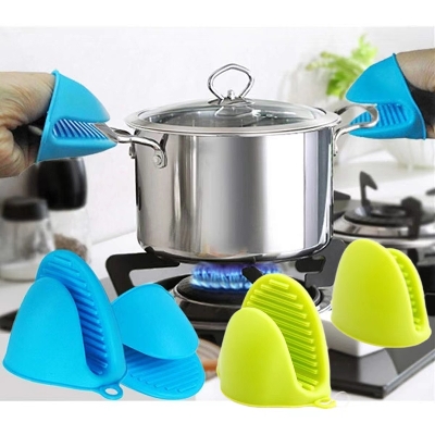 Picture of 2PC Grip Oven Pot Holder – Non-slip Heat Resistant Silicone Mitts for Baking, BBQ & Cooking (Multicolor) - Multicolor