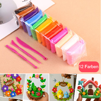 Picture of 12 Colors Soft Super Light Clay Modeling Air Dry Clay For DIY Handmade Toys | 12 24 Colors Slime Super Light Clay Tools Air drying Light Plastic Modeling Clay handmade educational 3D - Multicolor