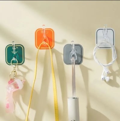 Picture of 6pcs Cuttable Hook Set - Self-Adhesive Key, Necklace, Towel, and Bath Ball Hanger, Waterproof & Space-Saving Storage Rack - Multicolor