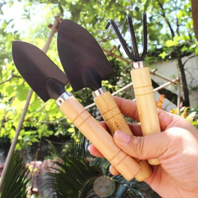 Picture of Mini Garden Tools Set 3 Pieces Gardening Hand Kits Shovel Rake Spade for Small Flower Plants potted shovel for planting - Multicolor