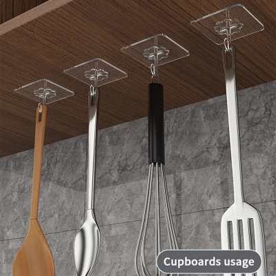 Picture of 10pcs Transparent Adhesive Hook Non-Slip And Non-Trace Design Bathroom Kitchen Wall Multi-Functional Use - Multicolor