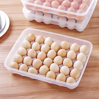 Picture of 34 Grids Plastic Egg Storage Containers Box Refrigerator Organizer Drawer Egg Fresh-keeping Case Holder Tray Kitchen Accessories - Multicolor