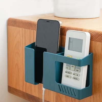 Picture of Wall Mounted 2-in-1 Mobile Phone Charging Stand and Multipurpose Storage Holder Bracket - Multicolor