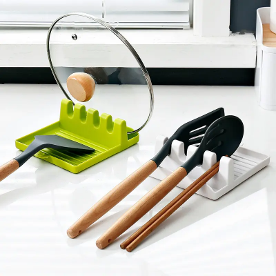 Picture of Plastic Spoon Rest Kitchen Organizer for Fork Spatula Rack Spoon Holder Stand Tableware Storage Rack for Spoon Pot Lid Holder - Multicolor