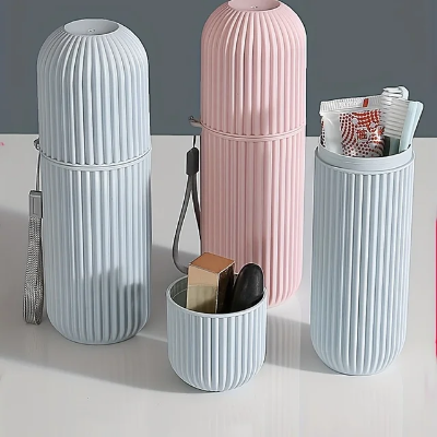 Picture of Travel Portable Toothbrush Cup Bathroom Toothpaste Holder Storage Case Box Organizer Travel Toiletries Storage Cup New Creative - Multicolor