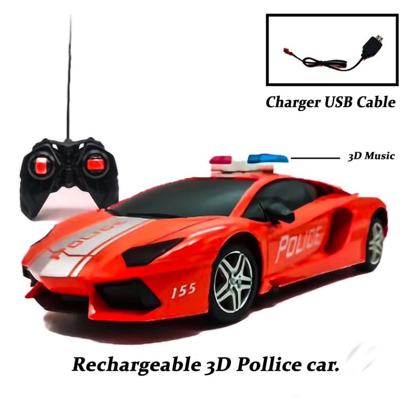 Picture of Remote Controlled Rechargeable 3D Music Toy Police Car Super Speed Car World High Performance Roadster Forward/Reverse/Turn Left And Right Car For Kids