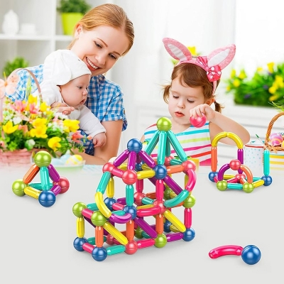 Picture of Magnetic STEM Building Blocks – Educational Construction Toy Set for Kids, Toddlers & Preschoolers | Strong Magnetic Rods & Balls for Creative Learning & Brain Development