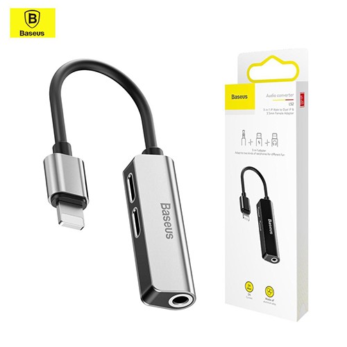 Picture of Baseus L52 3 in 1 Charging Audio Adapter for iPhone 3.5mm Splitter